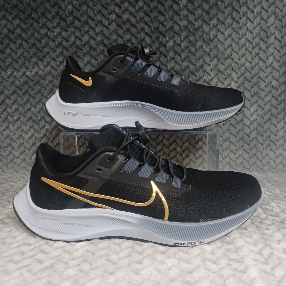 Nike Air Zoom Pegasus 38 Women's Running Shoes Black Metallic Gold Size 8
